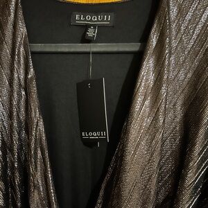 Eloquii Metallic Bronze Wrap-Style Dress